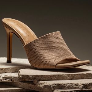 JLUXLABEL Nude Alaine Square Toe Heels